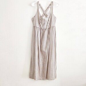 Scoop Neck Sleeveless Gingham Dress In Whisper White L